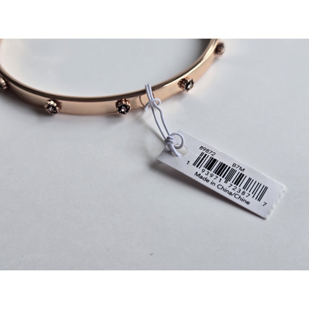 NWT Coach tea rose gold-tone bangle bracelet - crystal studs, 2.75" diameter - Picture 4 of 8
